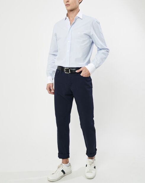 Chemise Slim Fit à fines rayures bleue