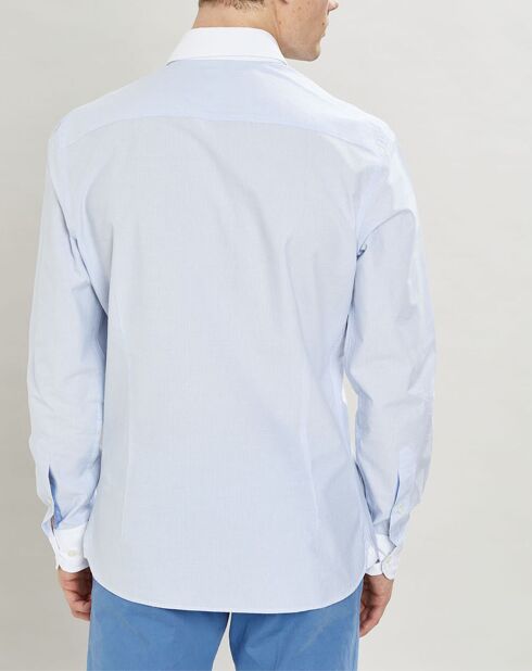 Chemise Slim Fit à fines rayures bleue
