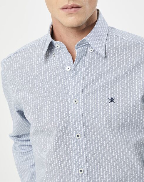 Chemise Slim Fit Vague imprimée bleue