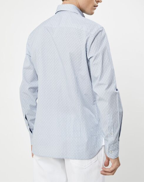 Chemise Slim Fit Vague imprimée bleue
