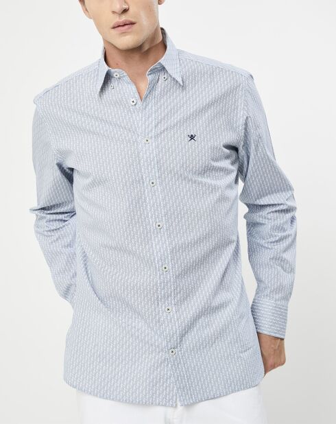 Chemise Slim Fit Vague imprimée bleue