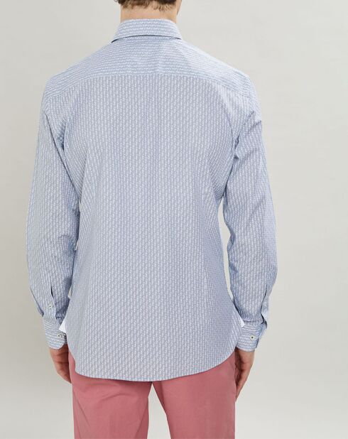 Chemise Slim Fit Vague imprimée bleue