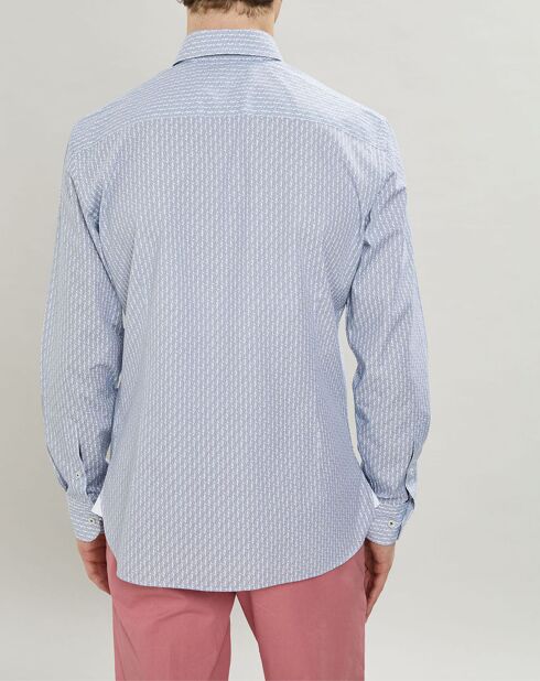 Chemise Slim Fit Vague imprimée bleue