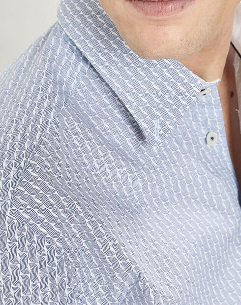 Chemise Slim Fit Vague imprimée bleue