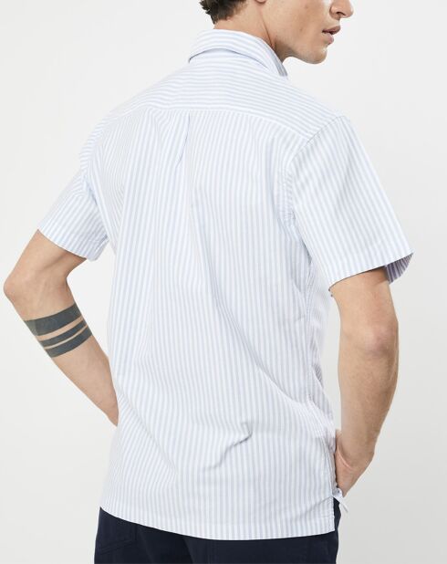 Chemise en coton épais Slim Fit Bat Oxford à rayures bleu ciel