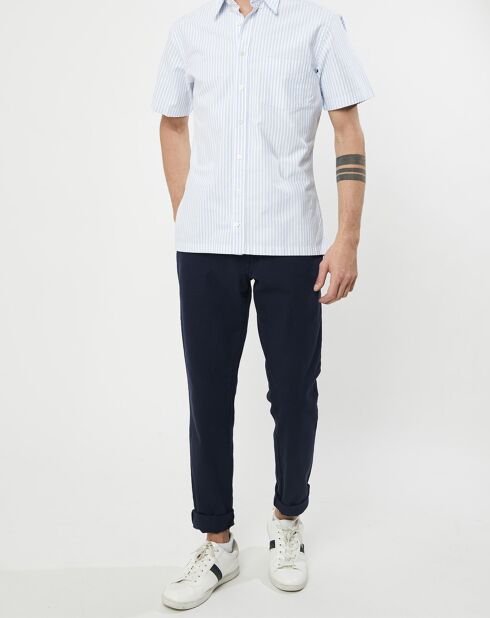 Chemise en coton épais Slim Fit Bat Oxford à rayures bleu ciel
