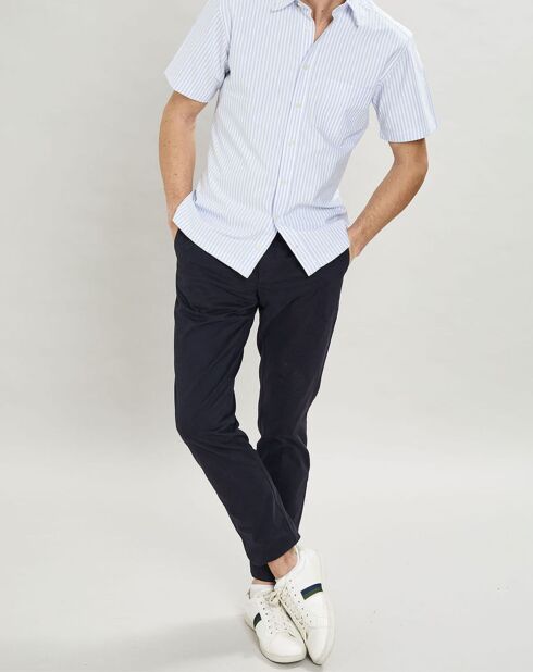Chemise en coton épais Slim Fit Bat Oxford à rayures bleu ciel
