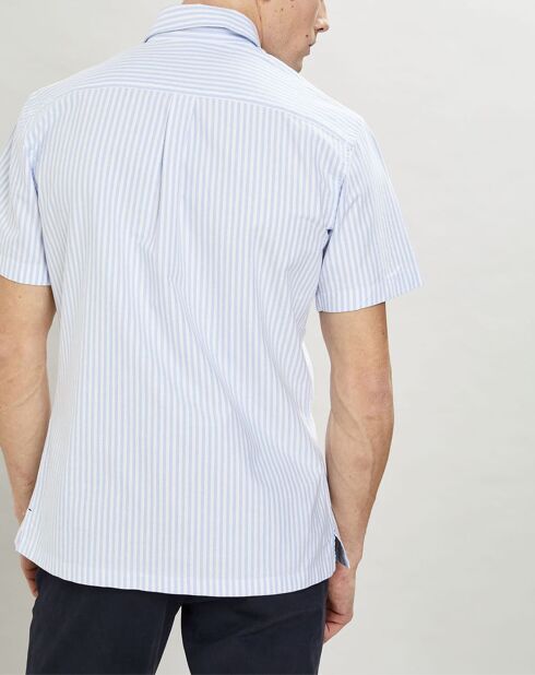 Chemise en coton épais Slim Fit Bat Oxford à rayures bleu ciel