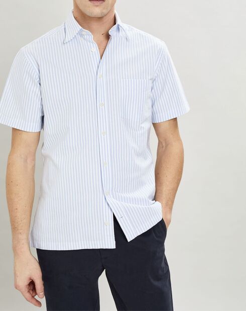 Chemise en coton épais Slim Fit Bat Oxford à rayures bleu ciel