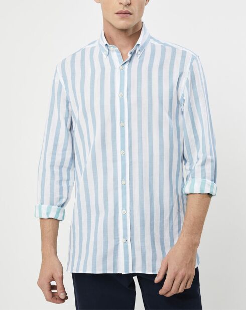 Chemise Slim Fit Patch à rayures bleu moyen