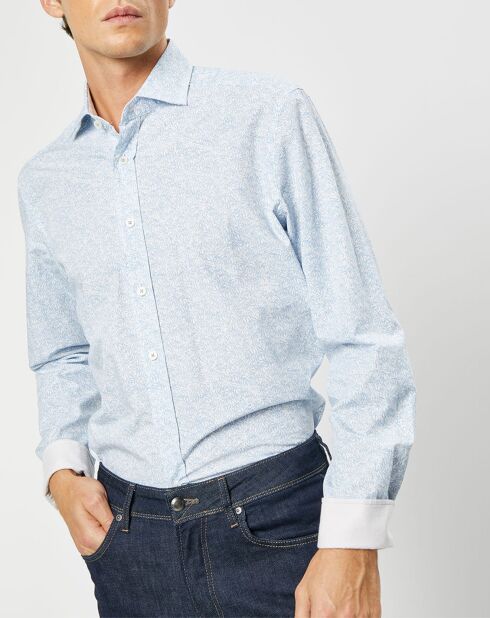 Chemise Slim Fit Imprimé en allover bleu clair