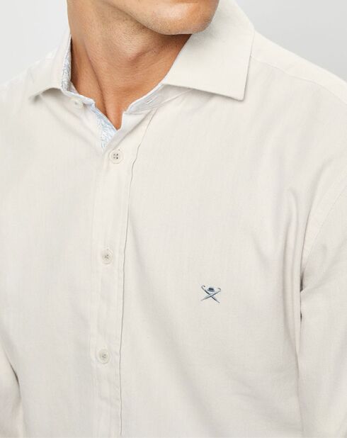 Chemise Slim Fit Trim Twil Sport beige