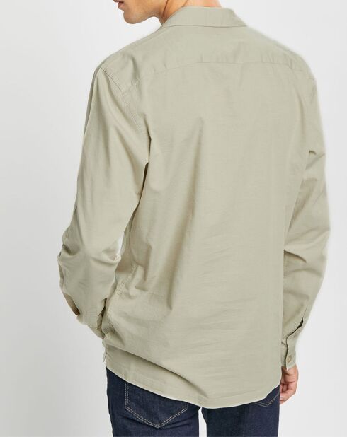 Chemise Slim Fit en Laine mélangée beige