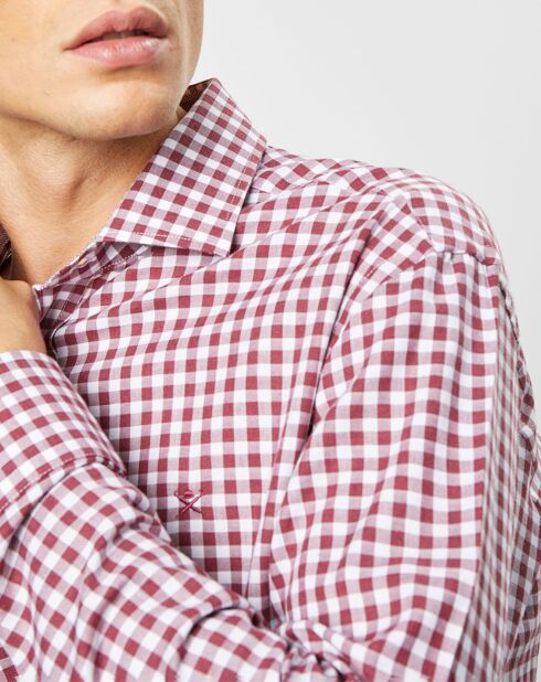 Chemise Slim Fit à imprimé vichy rouge/blanc