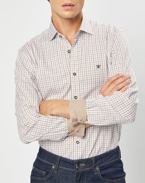 Chemise Classic Fit à carreaux beige/vert/rouge