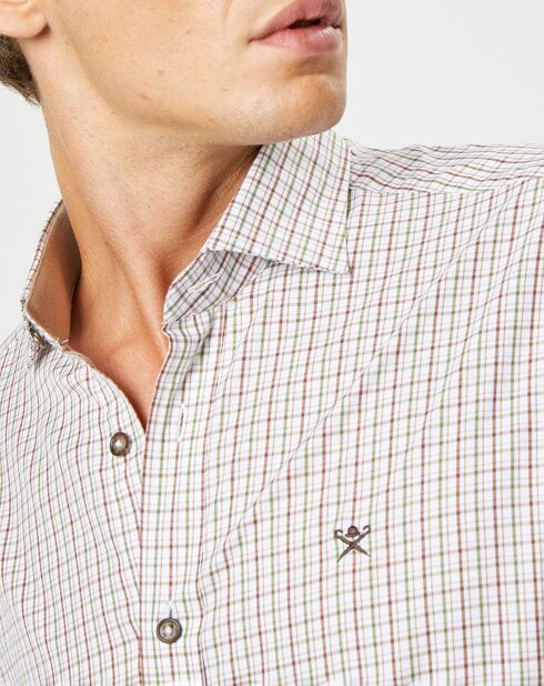 Chemise Classic Fit à carreaux beige/vert/rouge