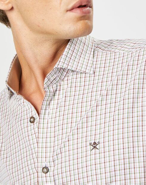 Chemise Classic Fit à carreaux beige/vert/rouge