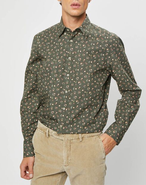 Chemise Slim Fit imprimée kaki