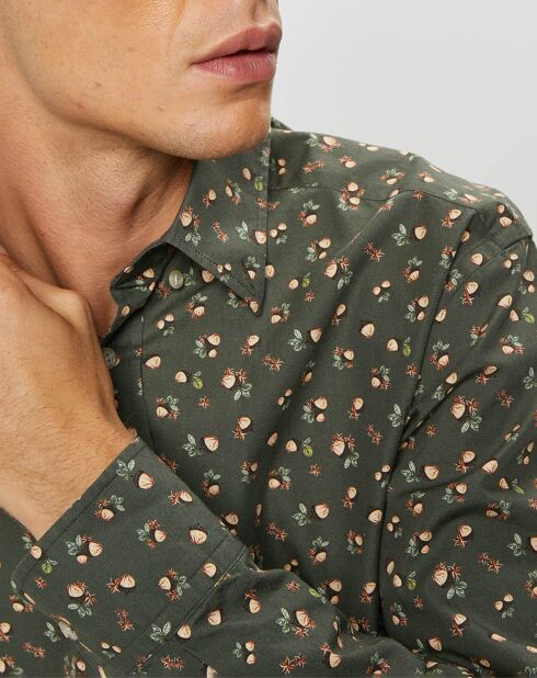 Chemise Slim Fit imprimée kaki
