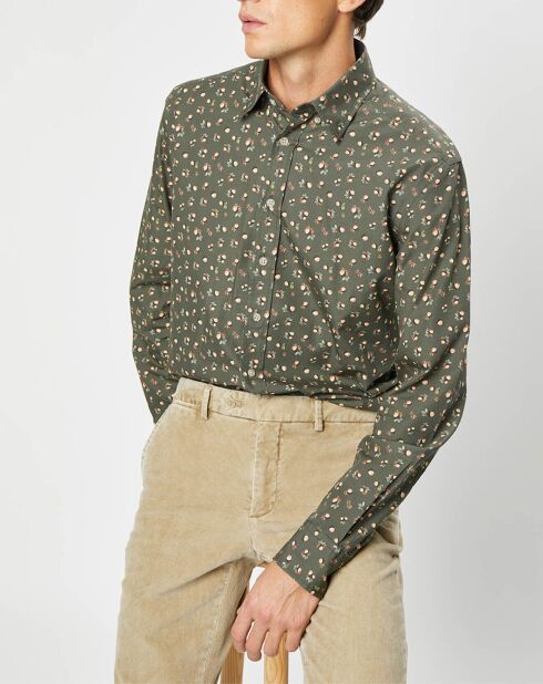 Chemise Slim Fit imprimée kaki