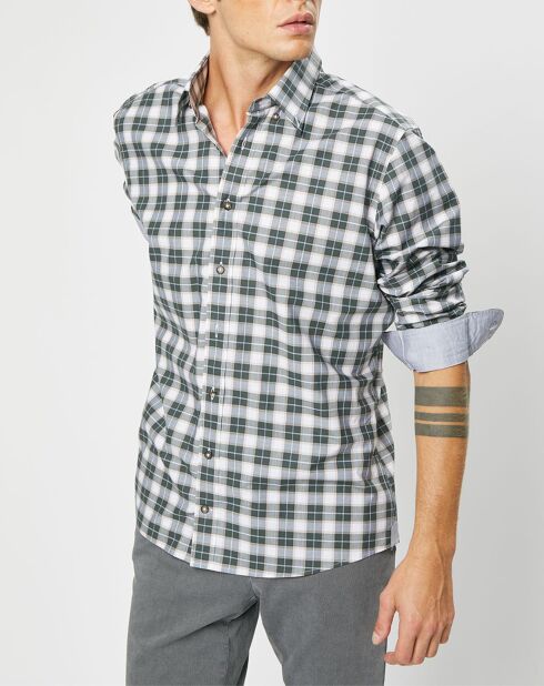 Chemise Classic Fit à carreaux blanc/vert