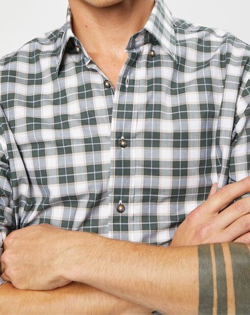 Chemise Classic Fit à carreaux blanc/vert