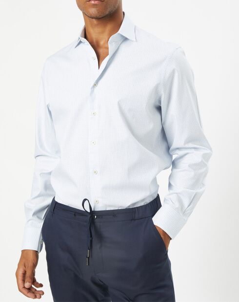 Chemise Classic Fit Jacquard imprimée bleu/blanc
