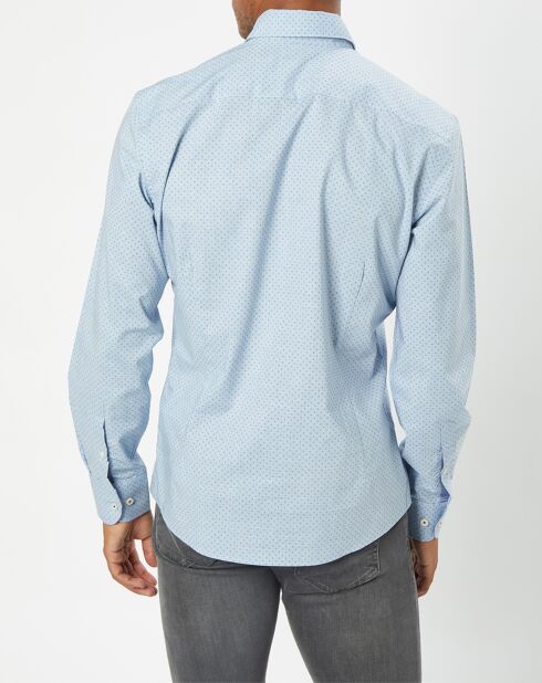 Chemise Slim Fit en Popeline imprimée floral bleu ciel