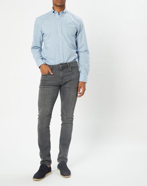 Chemise Slim Fit en Popeline imprimée floral bleu ciel