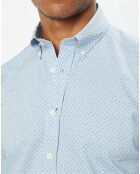 Chemise Slim Fit en Popeline imprimée floral bleu ciel