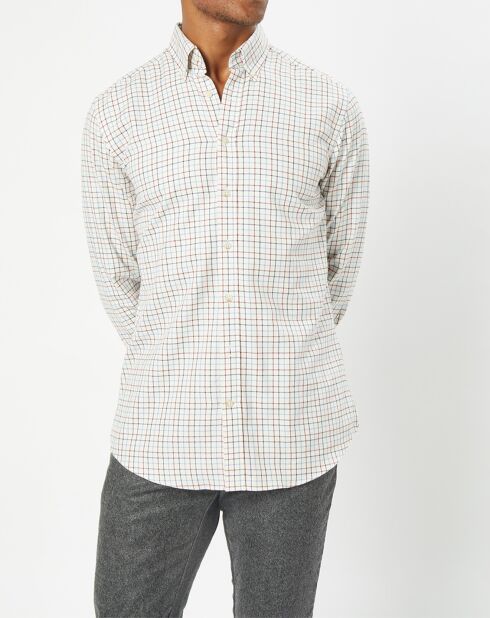 Chemise Slim Fit en Flanelle à carreaux écru/rouge/bleu