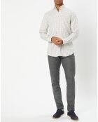 Chemise Slim Fit en Flanelle à carreaux écru/rouge/bleu