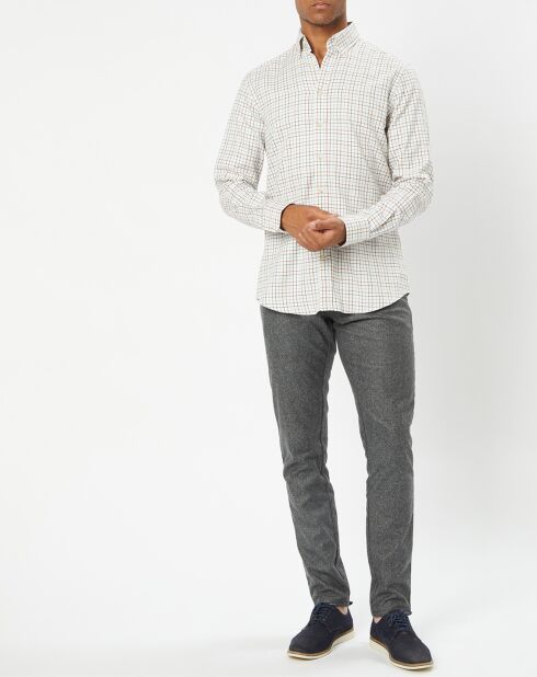 Chemise Slim Fit en Flanelle à carreaux écru/rouge/bleu