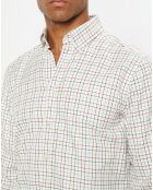 Chemise Slim Fit en Flanelle à carreaux écru/rouge/bleu