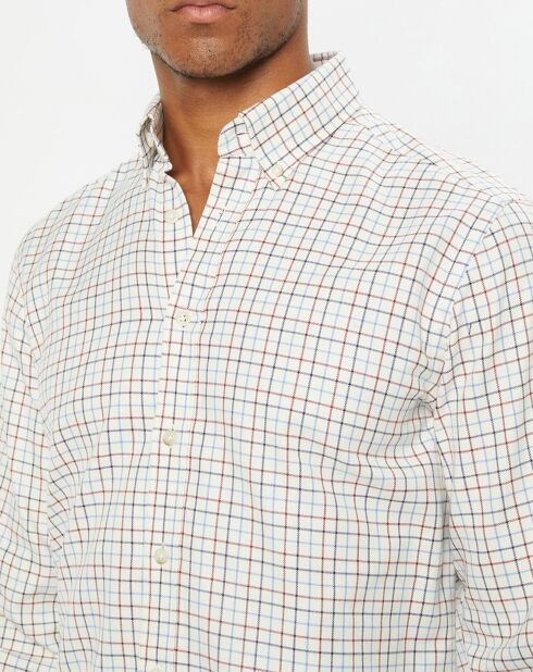 Chemise Slim Fit en Flanelle à carreaux écru/rouge/bleu