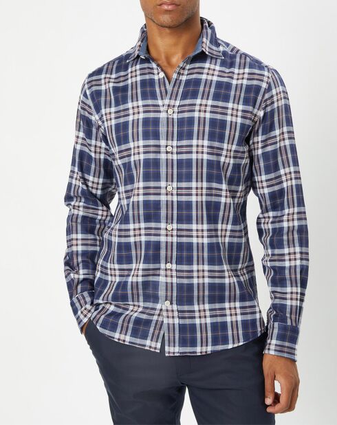 Chemise Slim Fit Dark à carreaux bleue