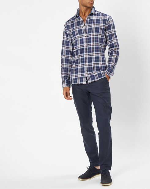 Chemise Slim Fit Dark à carreaux bleue