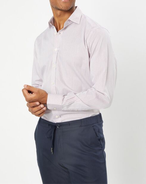Chemise Classic Fit rayée rouge/bleu