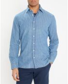 Chemise Slim Fit à imprimé géométrique bleue