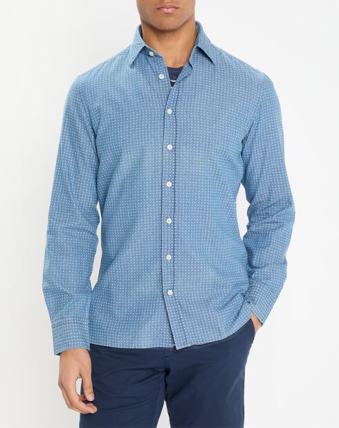 Chemise Slim Fit à imprimé géométrique bleue