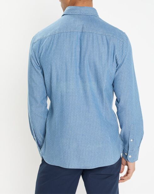 Chemise Slim Fit à imprimé géométrique bleue