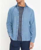 Chemise Slim Fit à imprimé géométrique bleue