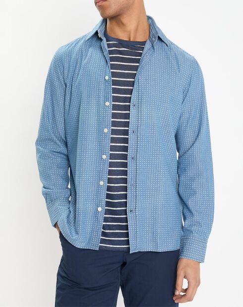 Chemise Slim Fit à imprimé géométrique bleue