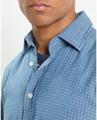 Chemise Slim Fit à imprimé géométrique bleue