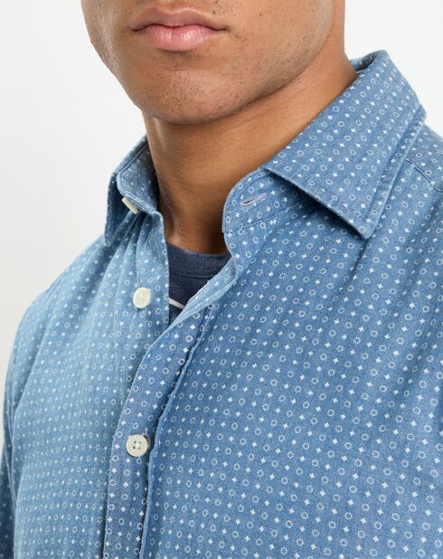 Chemise Slim Fit à imprimé géométrique bleue