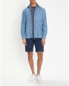 Chemise Slim Fit à imprimé géométrique bleue