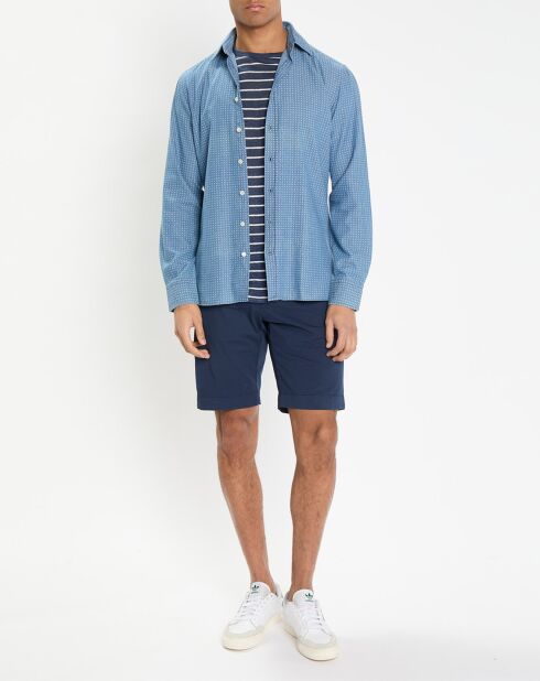 Chemise Slim Fit à imprimé géométrique bleue