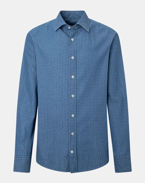 Chemise Slim Fit à imprimé géométrique bleue