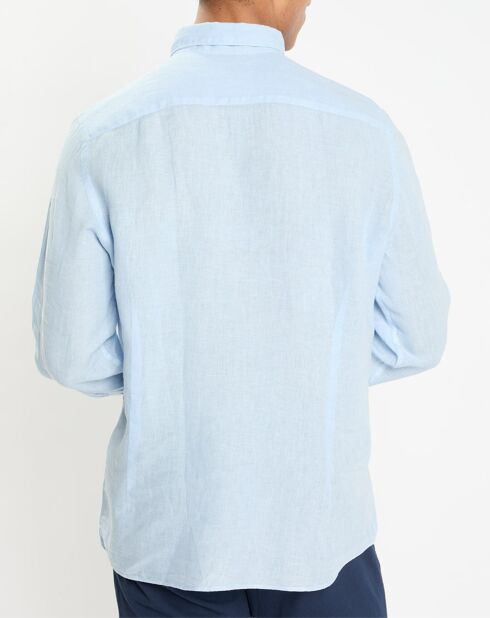 Chemise 100% Lin Slim Fit bleu ciel