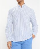 Chemise en Coton & Lin Slim Fit à rayures bleu/blanc